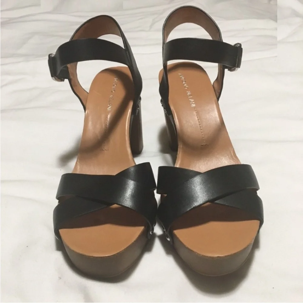 🇮🇹ANTONIO MELANI🇮🇹LEATHER BLOCK HEEL SANDAL